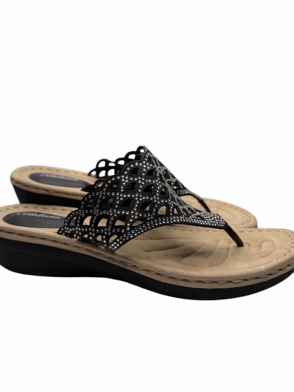 NWOB Connie Cuddles Sandals Size 8.5 Black With Sparkles